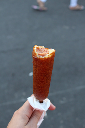 Another YUM--The fun thing about corn dogs at the fair is that they are hand dipped and deep fried right in front of you. 
