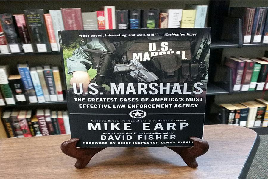 Mike Earp's book on display during the presentation in South's Library and Literacy Center.