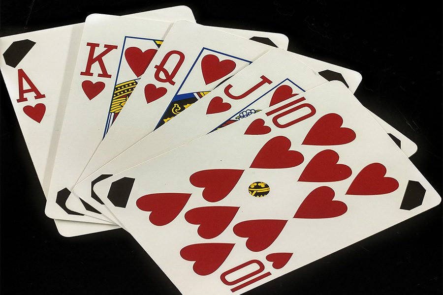 A royal flush is the highest possible card combination in Poker. The odds of getting this is almost 700,000:1