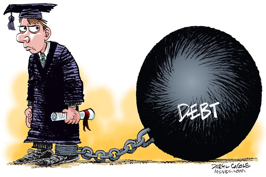 Going to college and getting a degree can land students in a job that they love. However, often times the debt that they have can feel like a heavy weight, constantly slowing them down and making them unhappy (photo from Libertarian Republic).