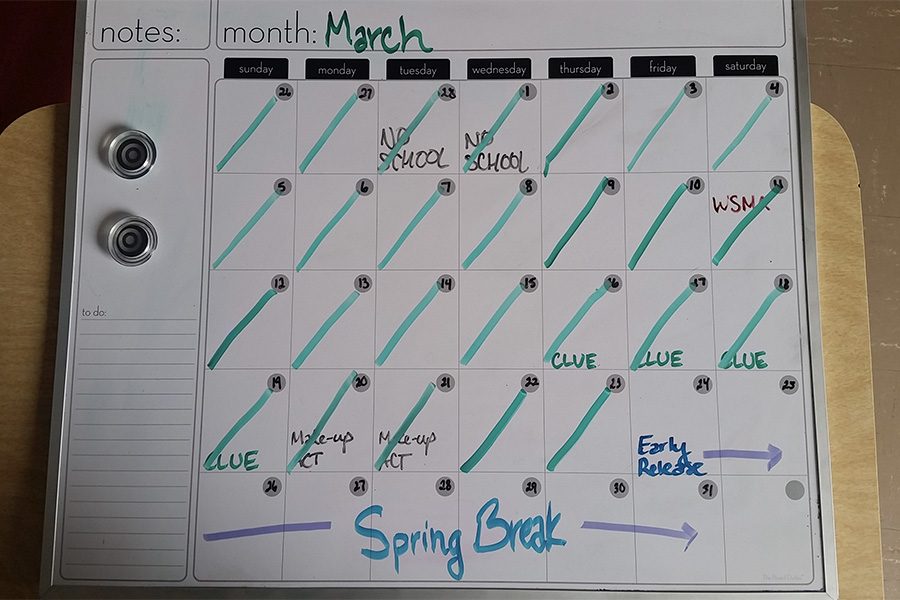 Students count down the days until Spring Break by marking off the days that passed. This year, Spring Break is from the 24th of March to the 2nd of April